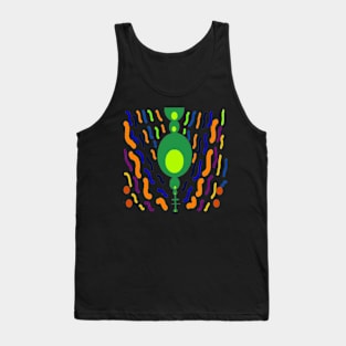 Colorful Staff Streaks Design on Black Background Tank Top